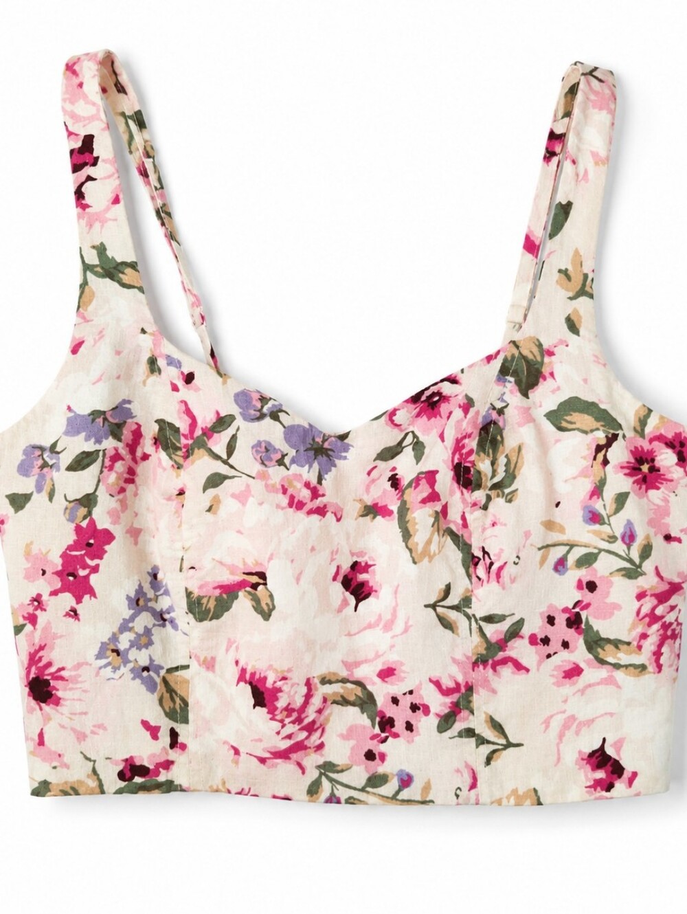 Linen Quiet Luxury Old Money Coquette Romantic Floral Sweetheart Crop Top